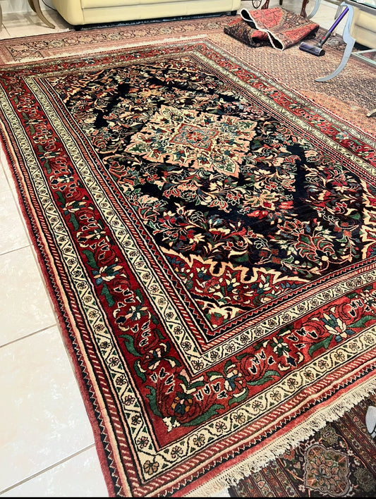 Antique Persian Lilian Rug – Hand-Knotted Wool Medallion Design Oriental Area Rug 7.0 x 11.0 ft