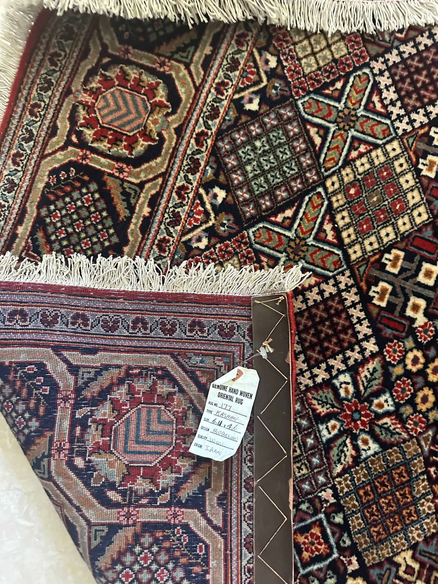 Vintage Kashan Persian Rug 6.11x4.6 ft | Hand Knotted Wool Medallion Oriental Area Rug