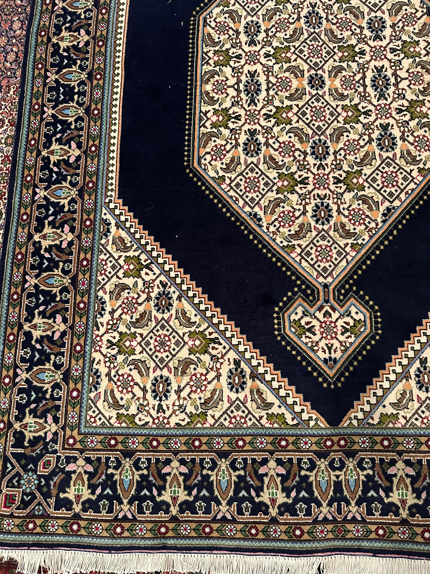 Persian Tabriz Herati Rug – Hand-Knotted 100% Wool Traditional Oriental Area Rug 6.5 x 4.10 ft
