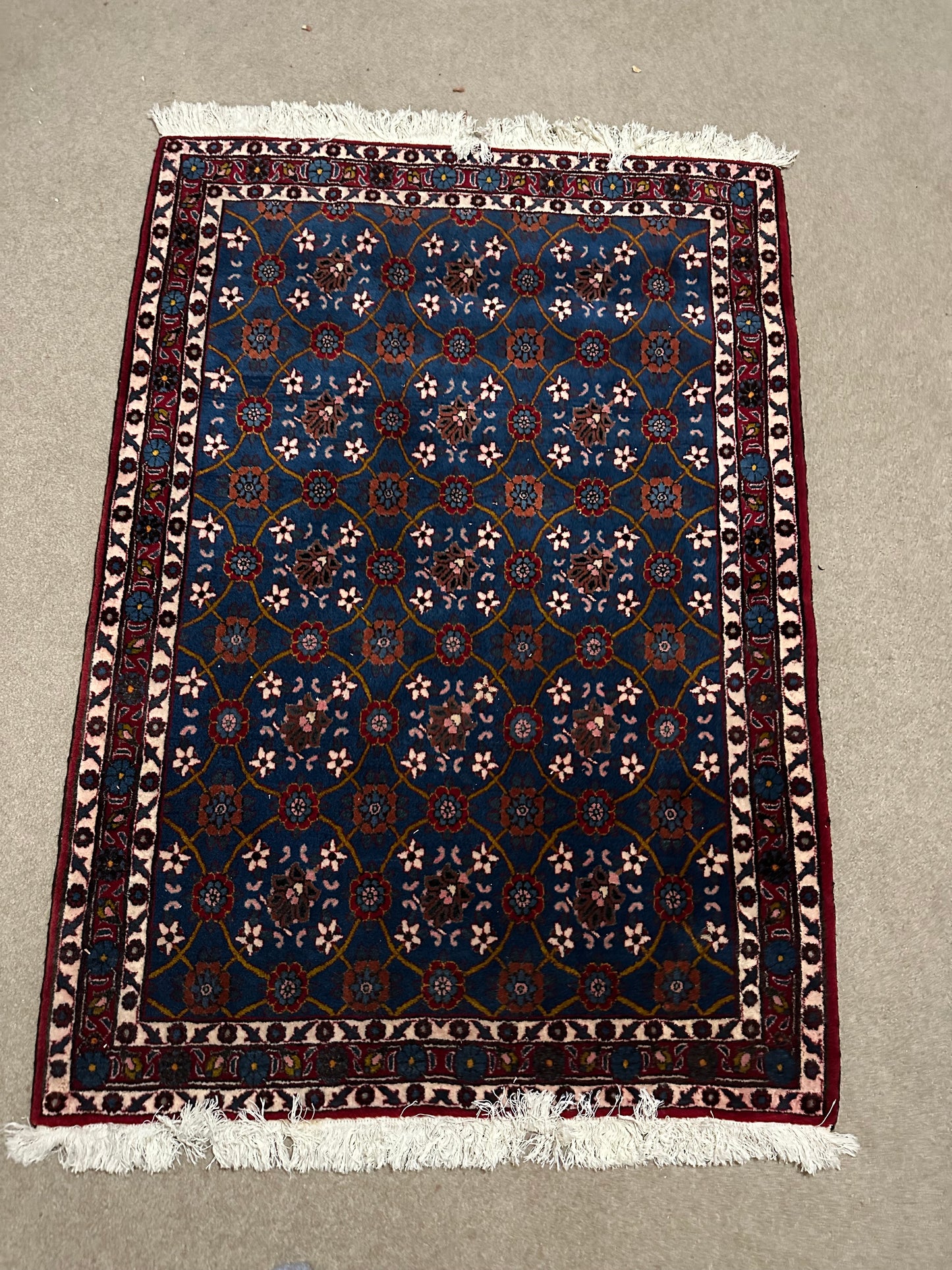 Persian Naramin Rug – Hand-Knotted Wool Mina Khani Design Oriental Area Rug 5.1 x 3.8 ft