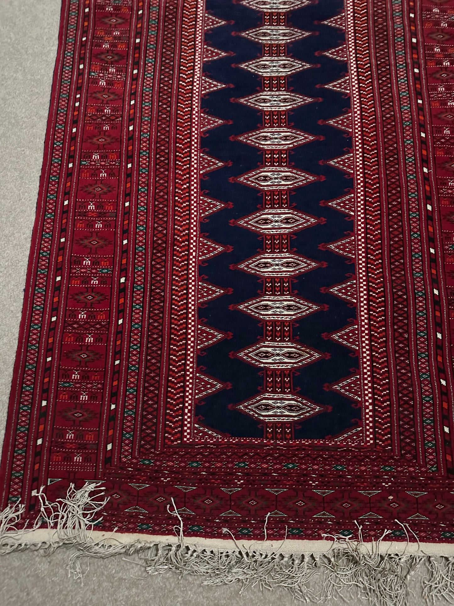 Authentic Torkaman Persian Rug – 4.10’ x 3.4’ Wool & Silk Bokara Design