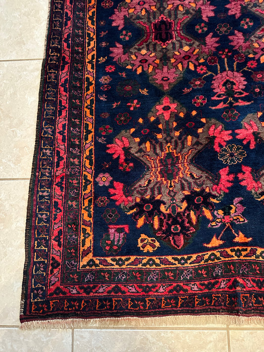 Antique Hand Knotted Wool Rug 4.5x5.8, Vintage Oriental Area Rug, Handmade Wool Carpet, One of a Kind Home Decor