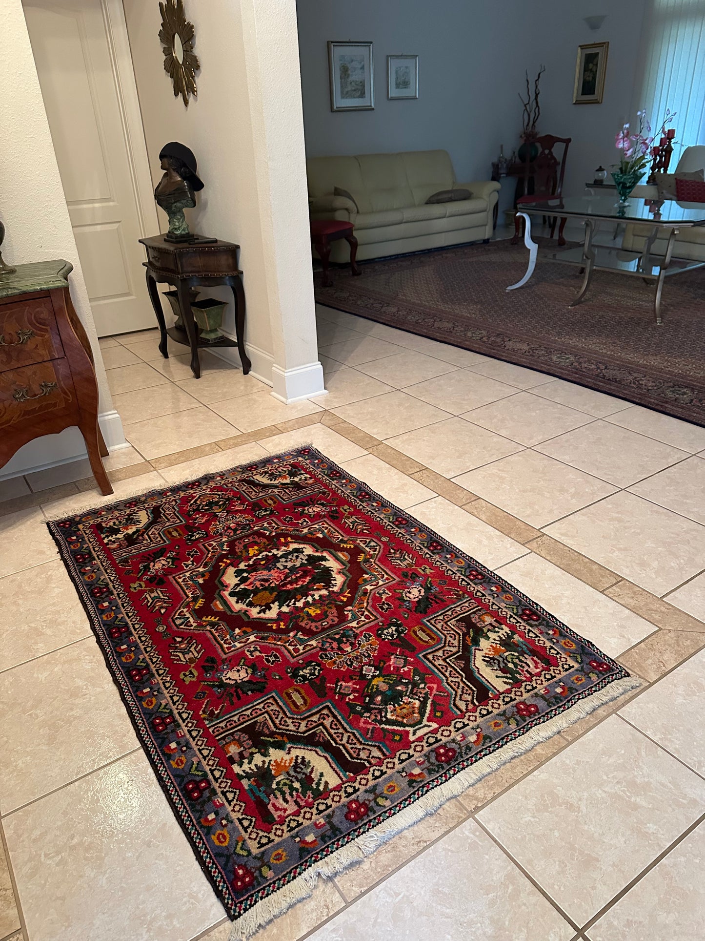 Persian Bakhtiari Wool Handmade Rug – Hand-Knotted Ghol Farang Design Oriental Area Rug 5.4 x 3.7 ft