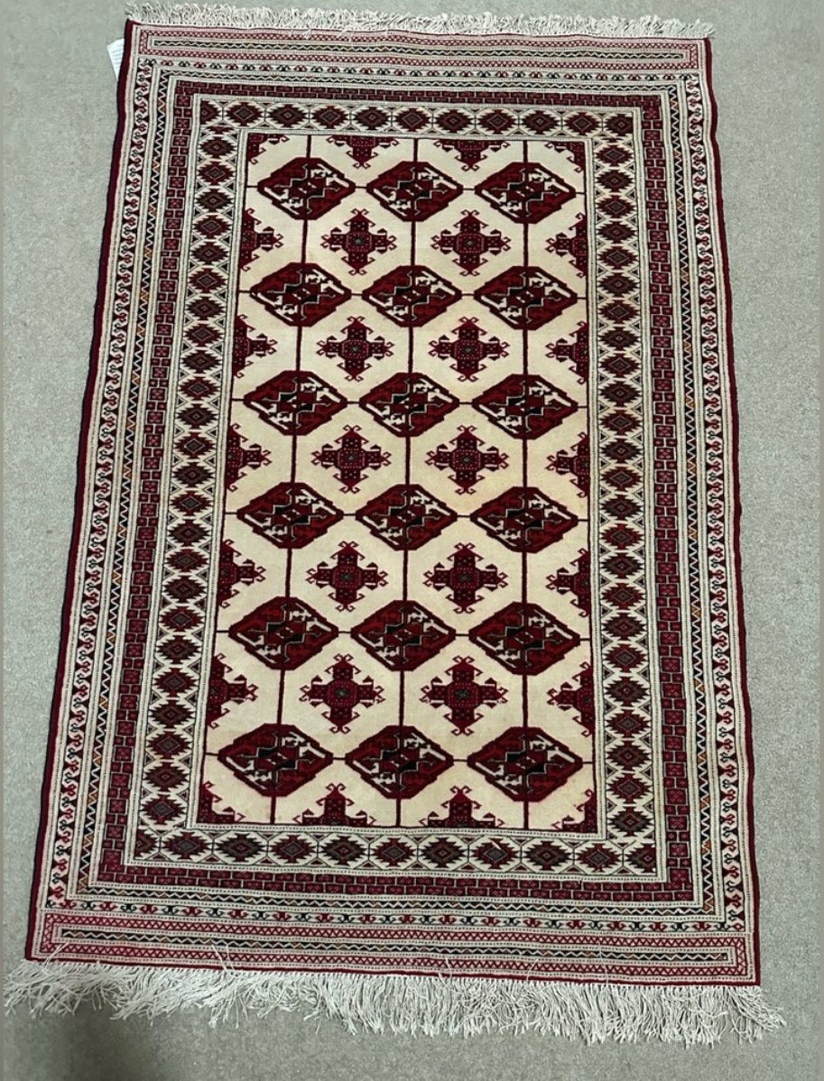 Persian Torkaman Rug No. 43 – Hand-Knotted Wool & Silk Traditional Oriental Area Rug 4.9 x 3.3 ft
