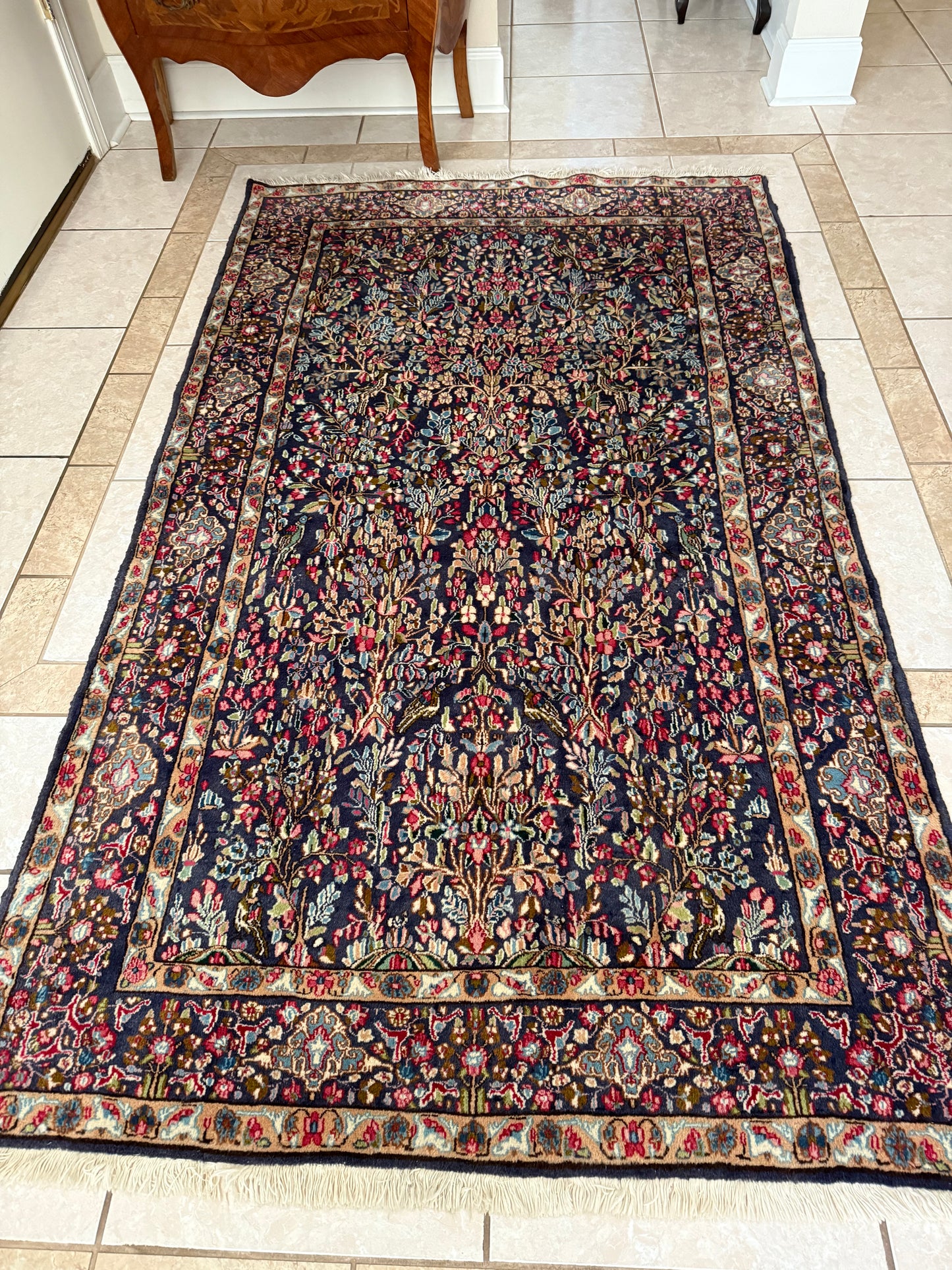 Persian Kerman Tree Rug – Hand-Knotted 100% Wool Traditional Oriental Area Rug 7.10 x 4.7 ft