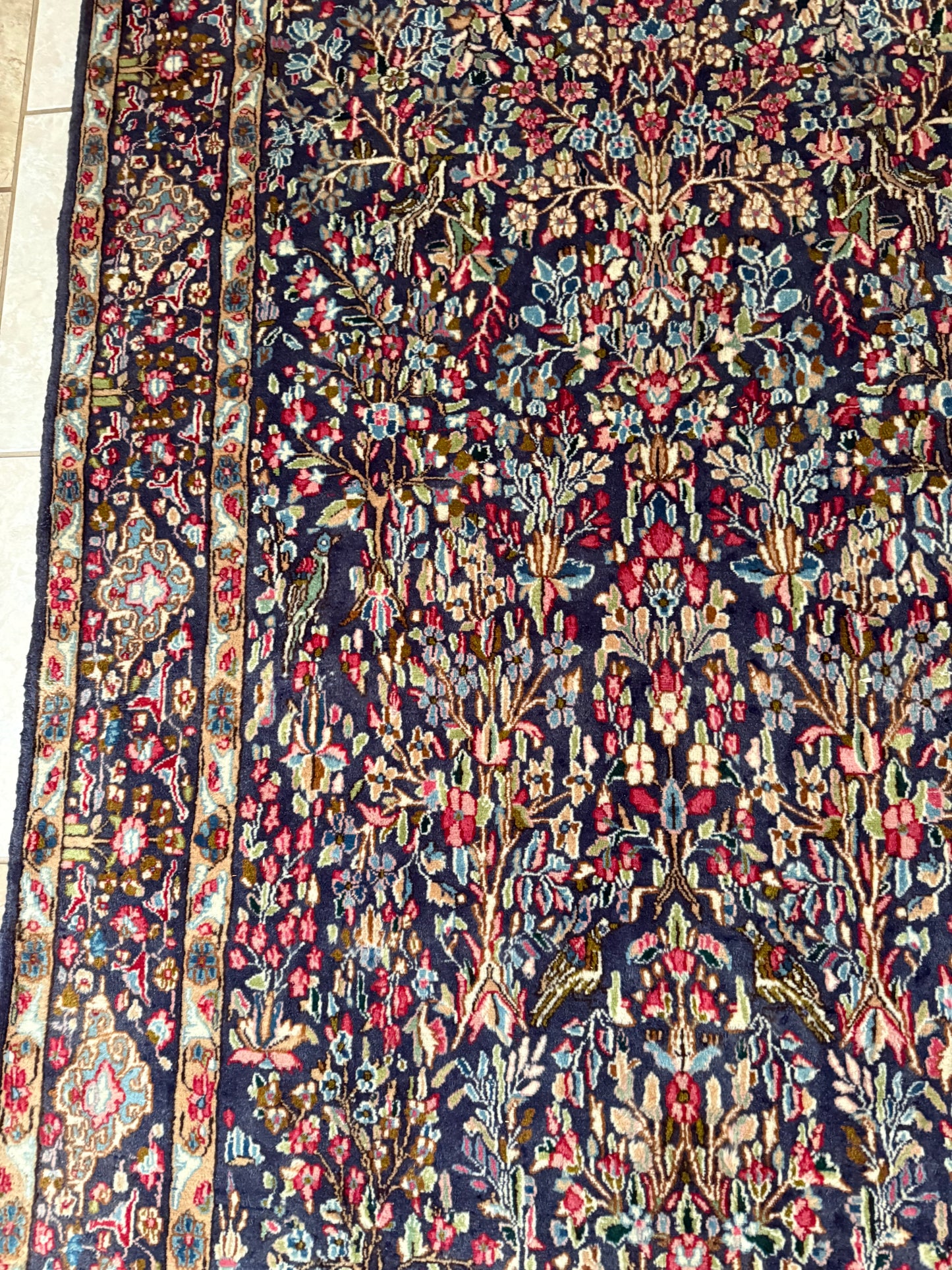 Persian Kerman Tree Rug – Hand-Knotted 100% Wool Traditional Oriental Area Rug 7.10 x 4.7 ft