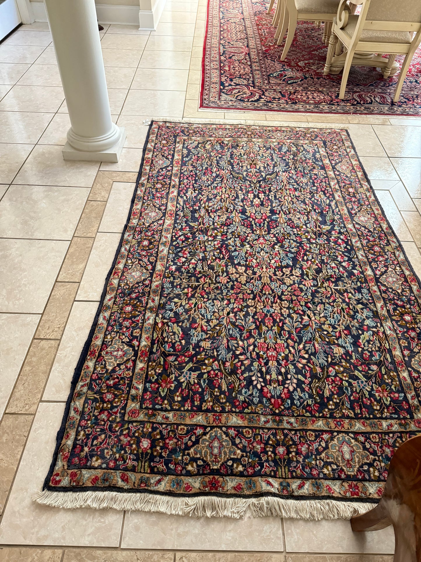 Persian Kerman Tree Rug – Hand-Knotted 100% Wool Traditional Oriental Area Rug 7.10 x 4.7 ft
