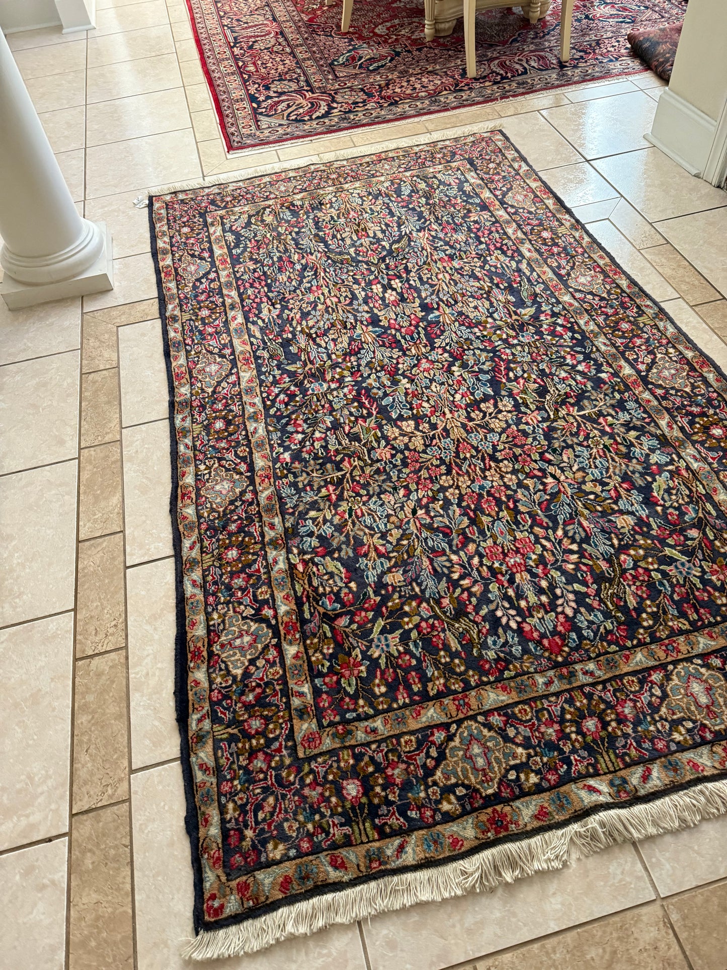 Persian Kerman Tree Rug – Hand-Knotted 100% Wool Traditional Oriental Area Rug 7.10 x 4.7 ft