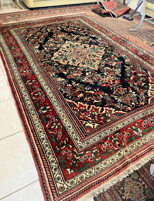 Antique Persian Lilian Rug – Hand-Knotted Wool Medallion Design Oriental Area Rug 7.0 x 11.0 ft