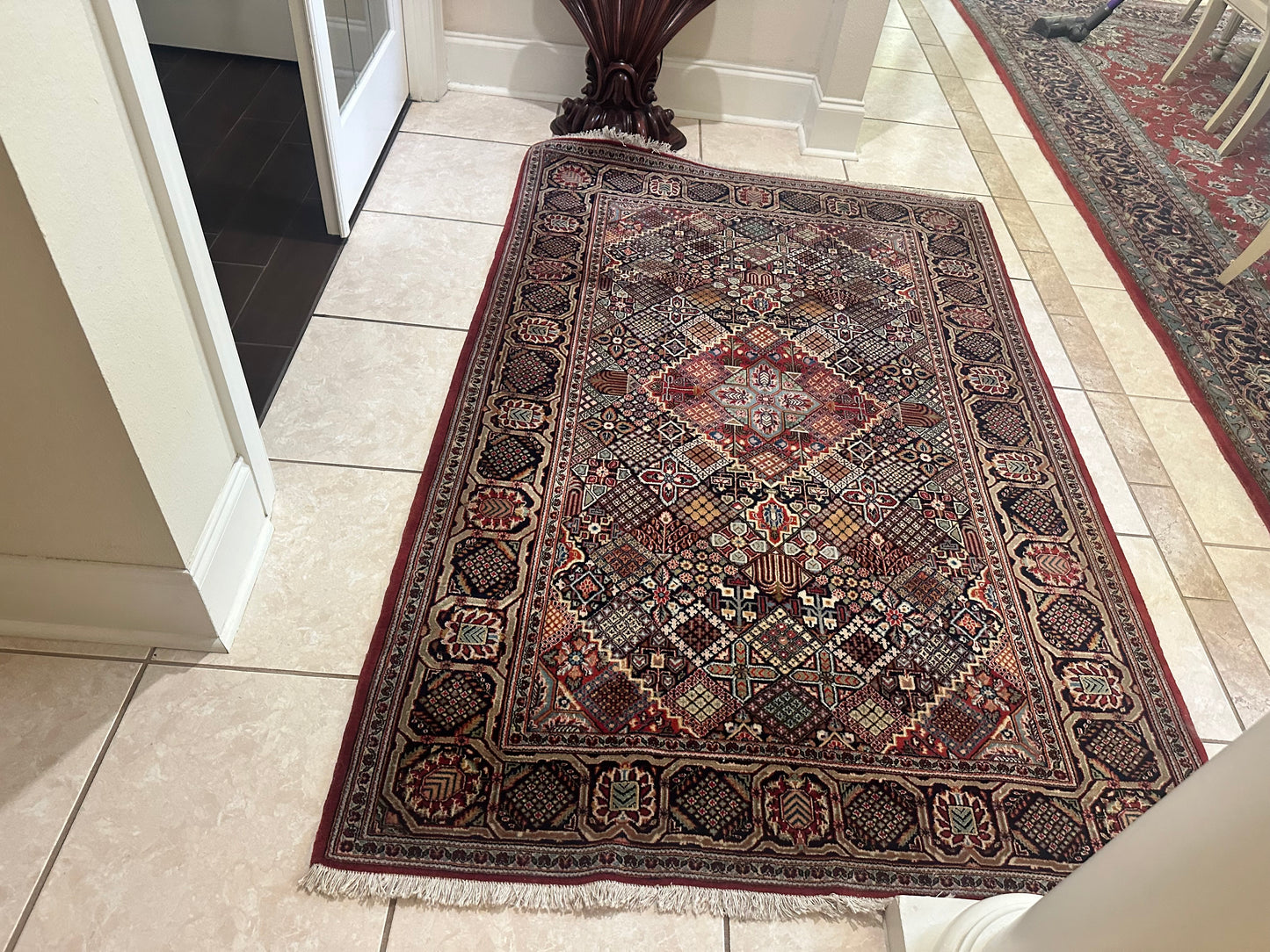 Vintage Kashan Persian Rug 6.11x4.6 ft | Hand Knotted Wool Medallion Oriental Area Rug
