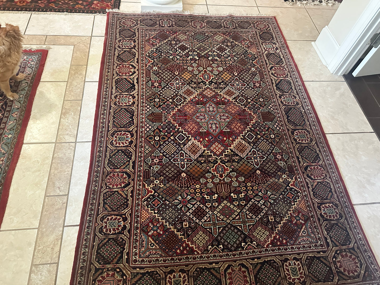Vintage Kashan Persian Rug 6.11x4.6 ft | Hand Knotted Wool Medallion Oriental Area Rug