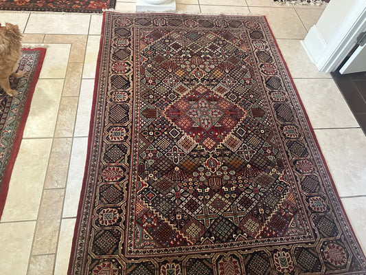 Vintage Kashan Persian Rug 6.11x4.6 ft | Hand Knotted Wool Medallion Oriental Area Rug