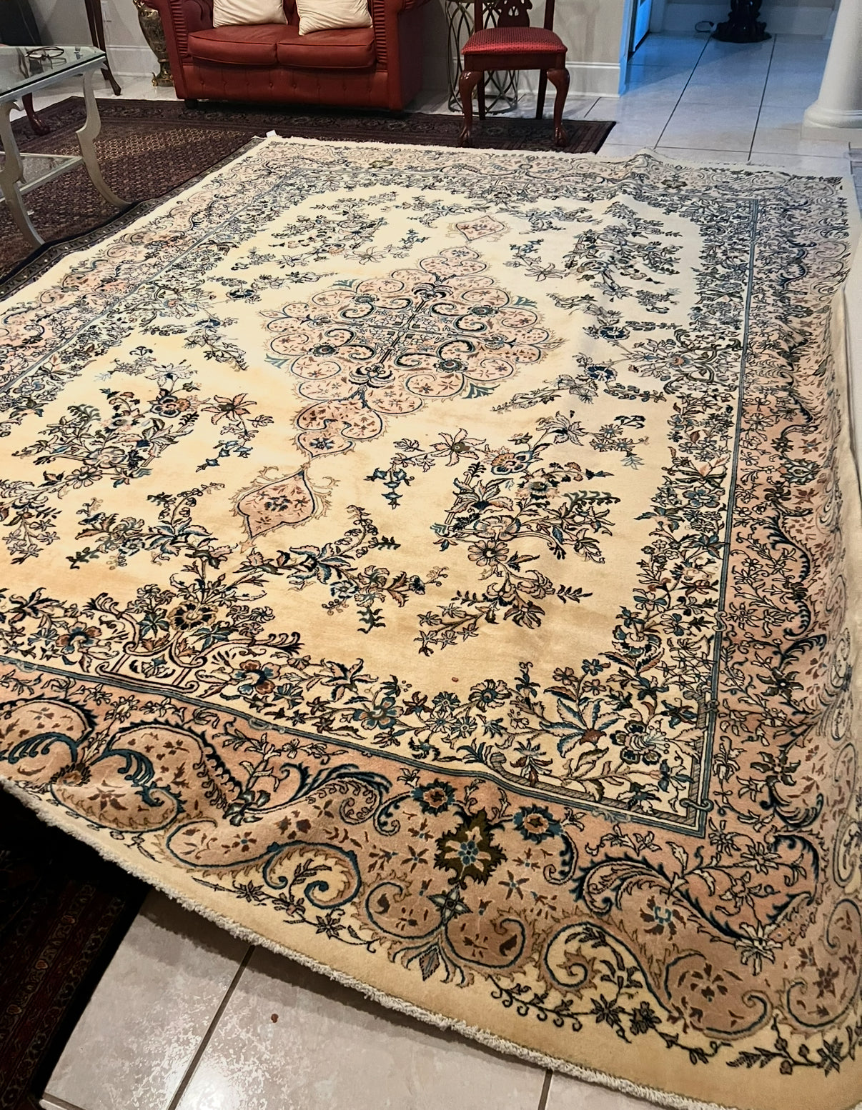 Persian Kashmar Rug No. 465 – Hand-Knotted Wool & Cotton Traditional Oriental Area Rug 13.2 x 9.3 ft