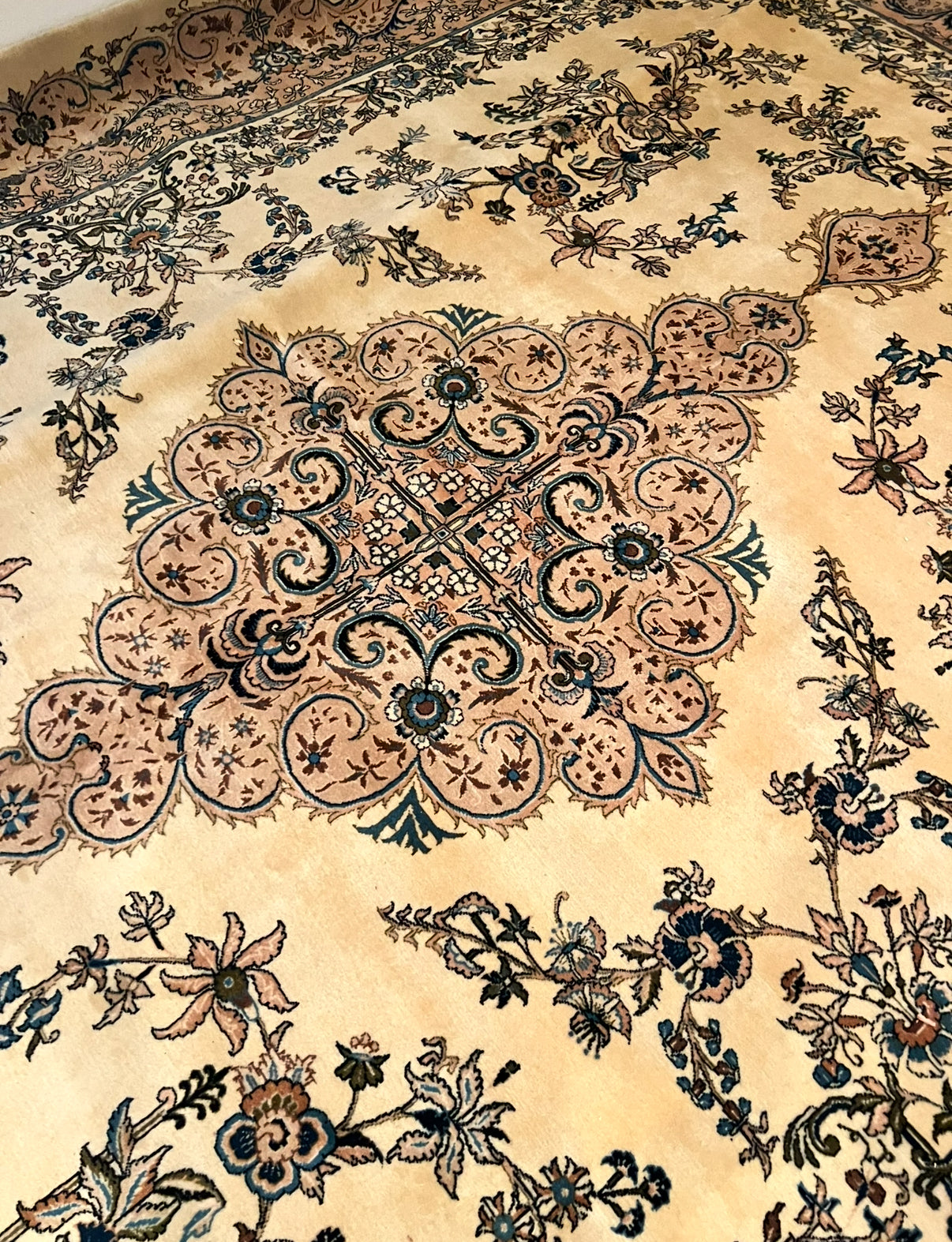 Persian Kashmar Rug No. 465 – Hand-Knotted Wool & Cotton Traditional Oriental Area Rug 13.2 x 9.3 ft