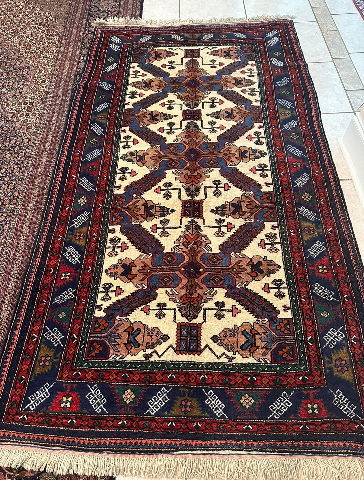 Handmade Shirvan Rug – 100% Wool Traditional Geometric Oriental Area Rug 8.1 x 4.5 ft
