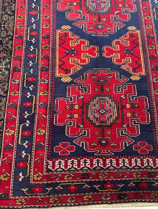Persian Geometric Shirvan Rug – Handmade 100% Wool Traditional Oriental Area Rug 7.0 x 4.4 ft