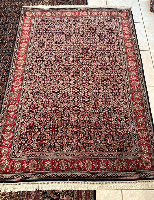 Antique Persian Tabriz Rug – Herati Design Hand-Knotted Wool & Cotton Oriental Area Rug 6.7 x 4.8 ft