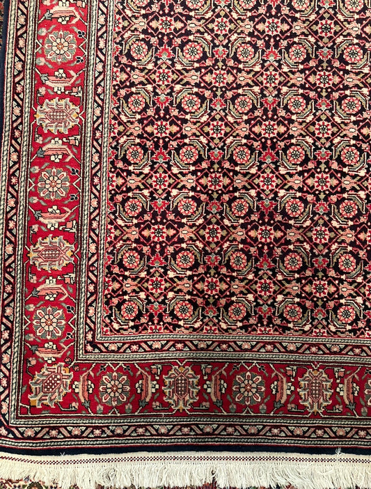 Antique Persian Tabriz Rug – Herati Design Hand-Knotted Wool & Cotton Oriental Area Rug 6.7 x 4.8 ft