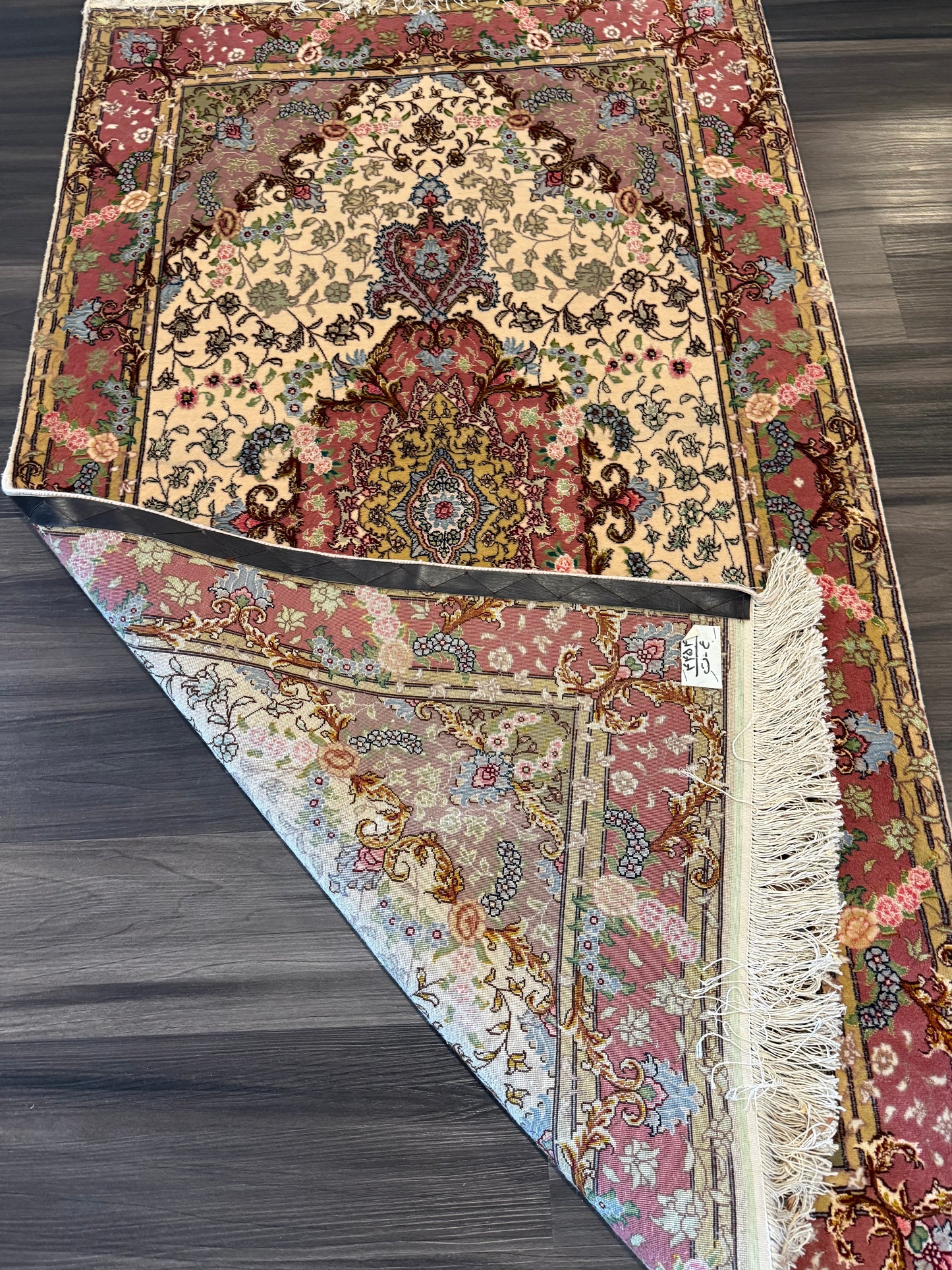 Persian Tabriz Wool & Silk Hand-Knotted Medallion Rug – Luxury Oriental Area Rug 3.3 x 5.5 ft
