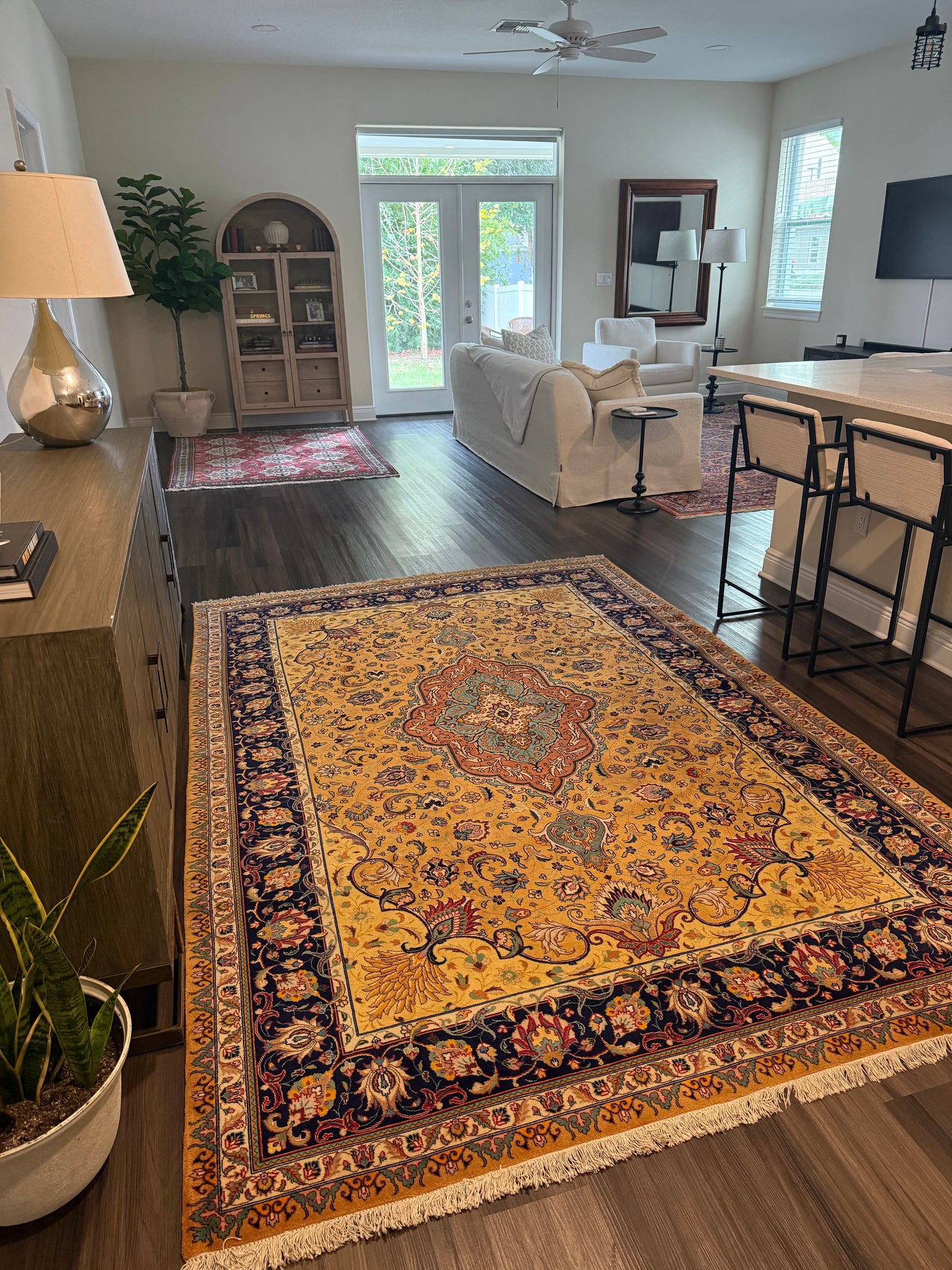 Vintage Tabriz Persian Rug 9.7x6.5 ft | Hand Knotted Wool & Cotton Oriental Area Rug
