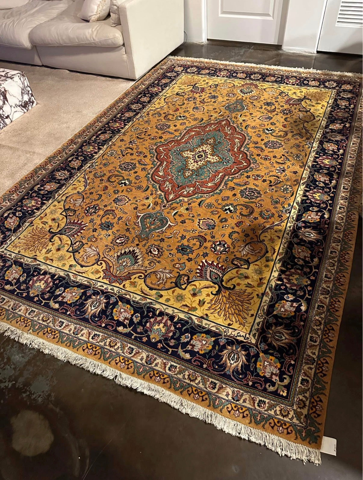 Vintage Tabriz Persian Rug 9.7x6.5 ft | Hand Knotted Wool & Cotton Oriental Area Rug
