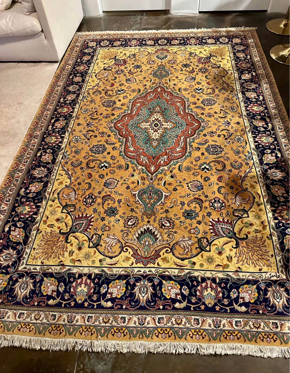 Vintage Tabriz Persian Rug 9.7x6.5 ft | Hand Knotted Wool & Cotton Oriental Area Rug
