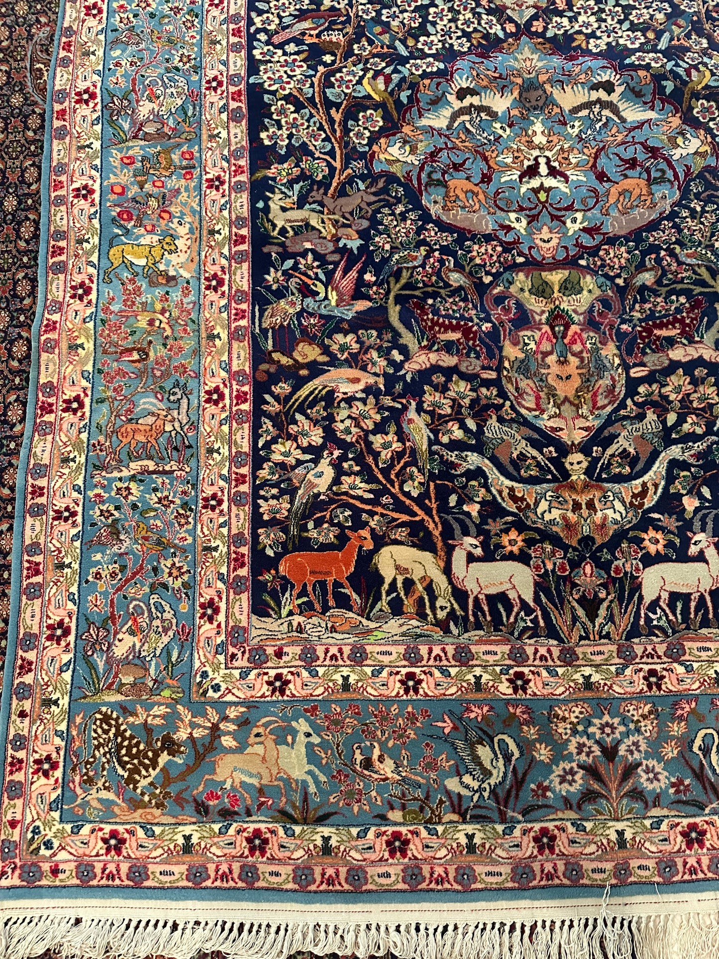 Rare Persian Isfahan Rug – Hand-Knotted Wool & Silk Luxury Oriental Area Rug 7.3 x 5.2 ft