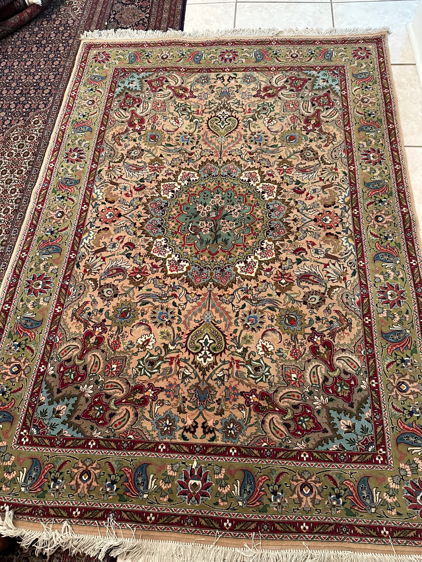 Persian Tabriz Rug No. 183 – Hand-Knotted Wool Medallion Design Oriental Area Rug 6.6 x 4.7 ft