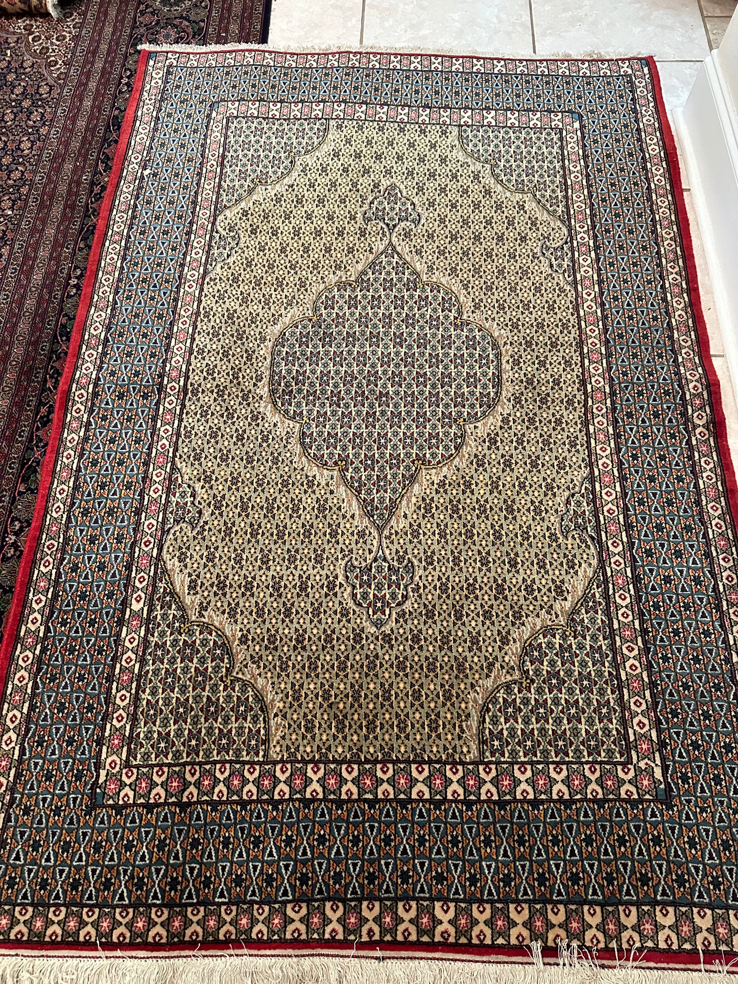 Authentic Ghom Persian Rug – 6.7’ x 4.4’ Mozaiki Design 100% Wool Rug