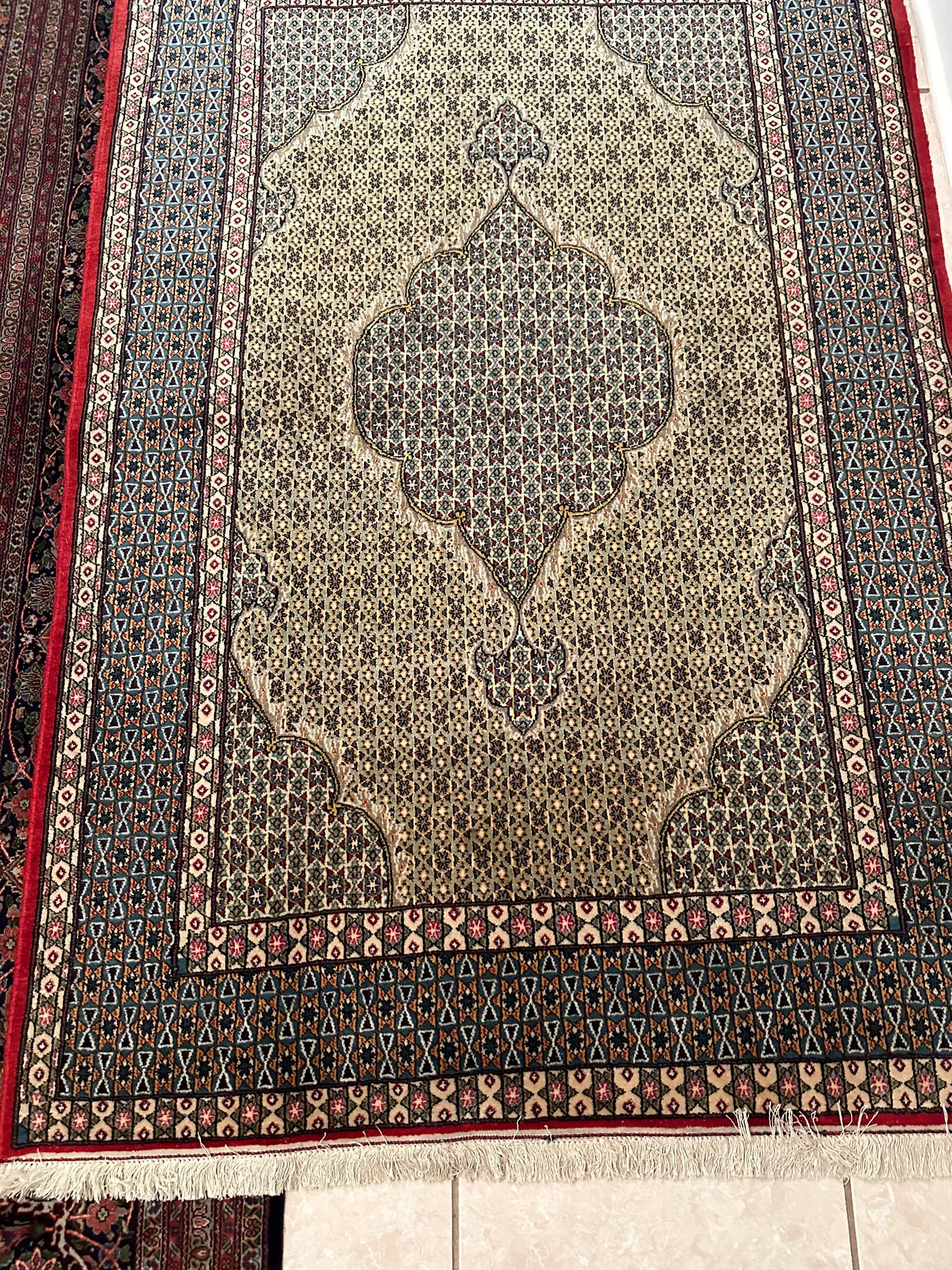 Authentic Ghom Persian Rug – 6.7’ x 4.4’ Mozaiki Design 100% Wool Rug