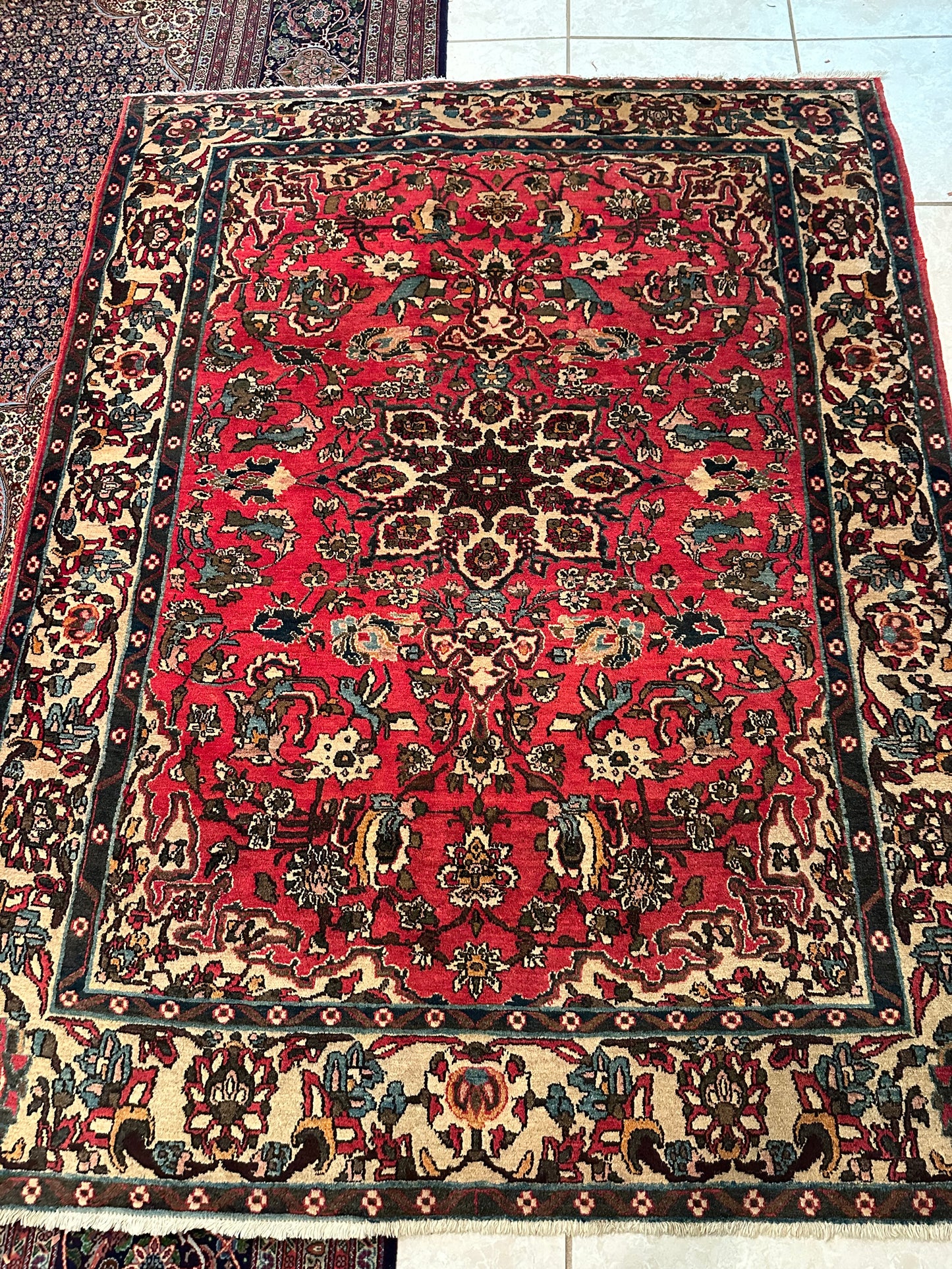 Authentic Mobarekeb Persian Rug – 6.4’ x 4.5’ Medallion Wool Area Rug