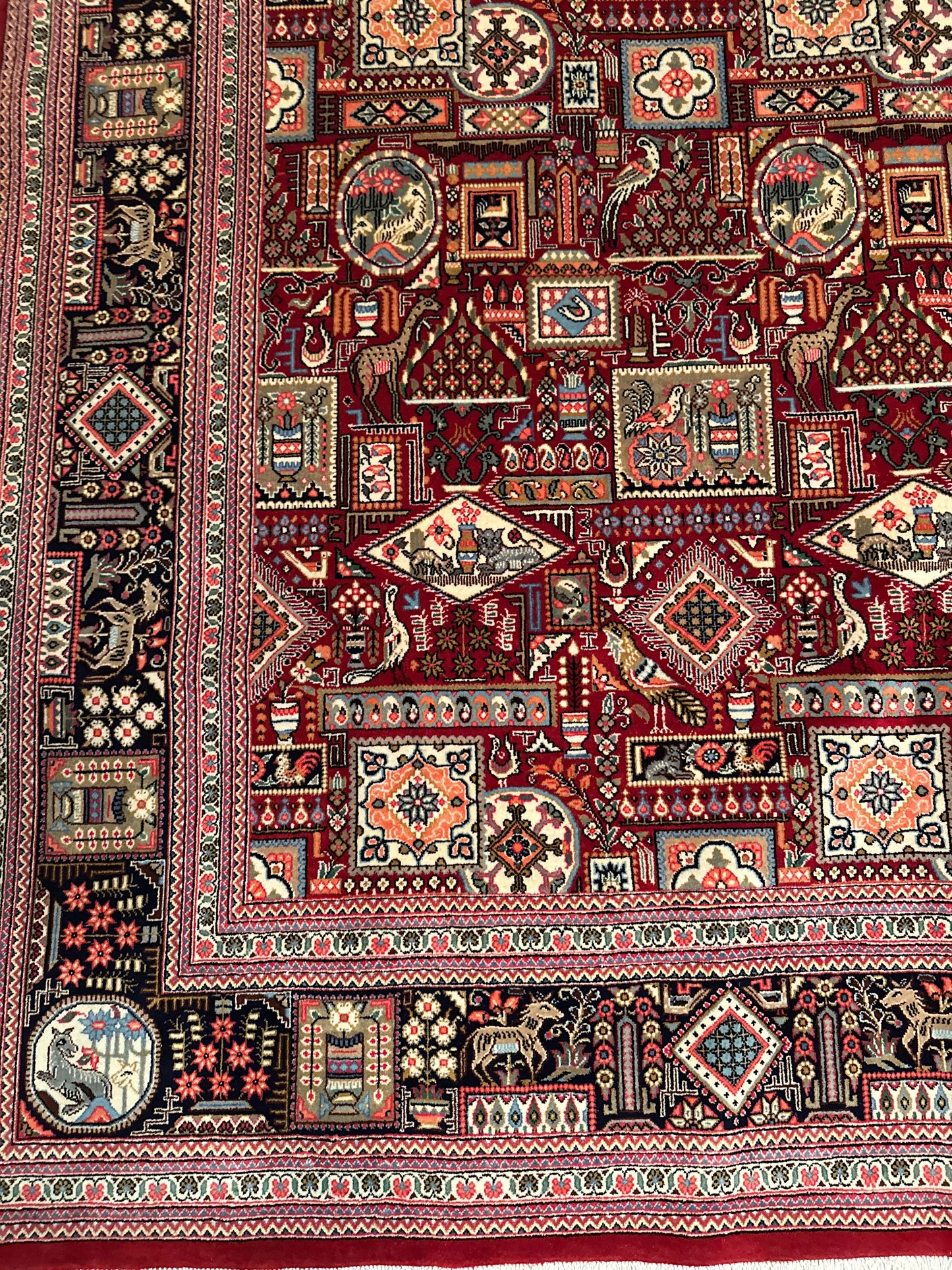 Authentic Ghom Persian Rug – 6.6’ x 4.4’ Geometric Wool Area Rug