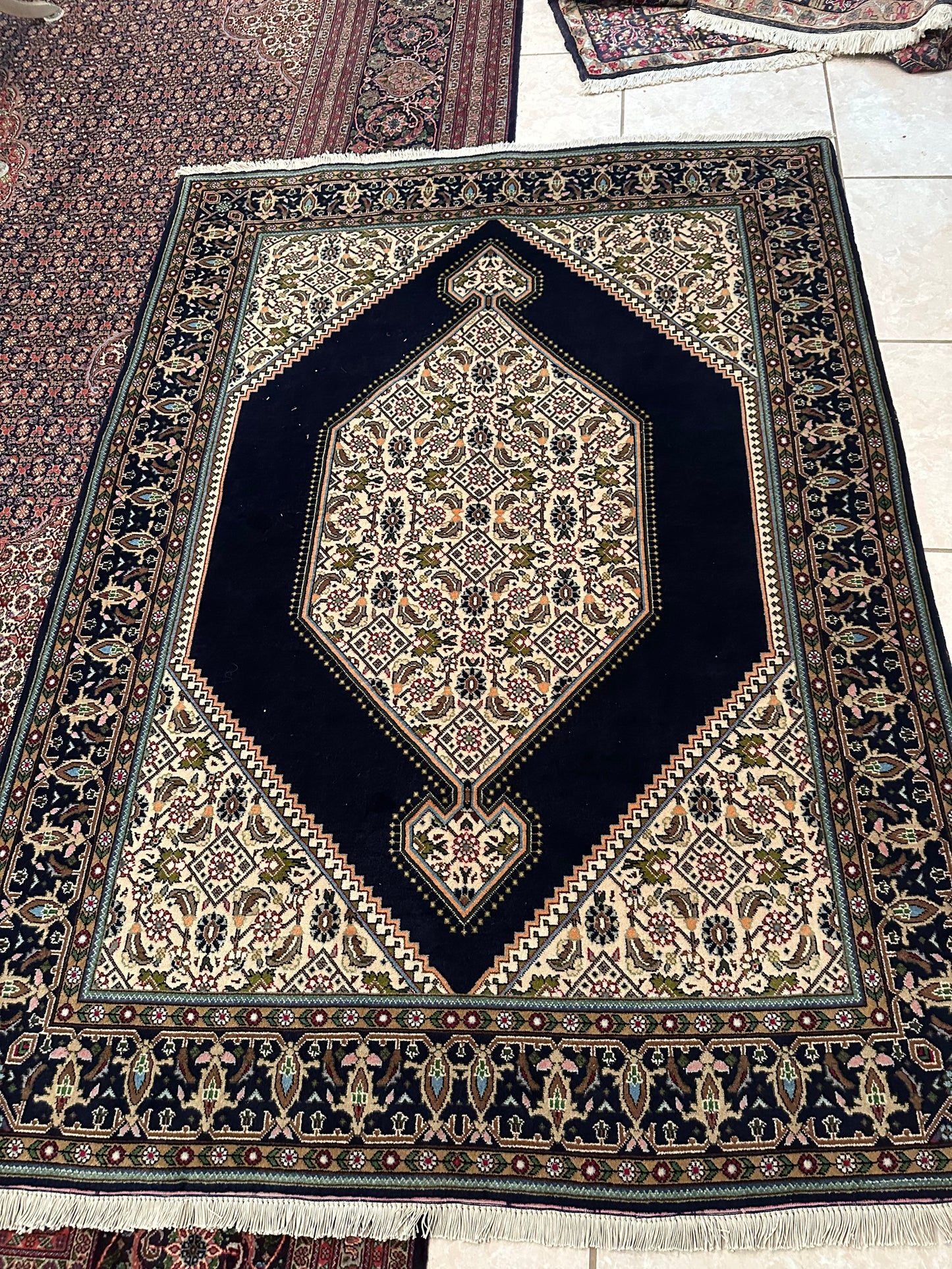 Persian Tabriz Herati Rug – Hand-Knotted 100% Wool Traditional Oriental Area Rug 6.5 x 4.10 ft