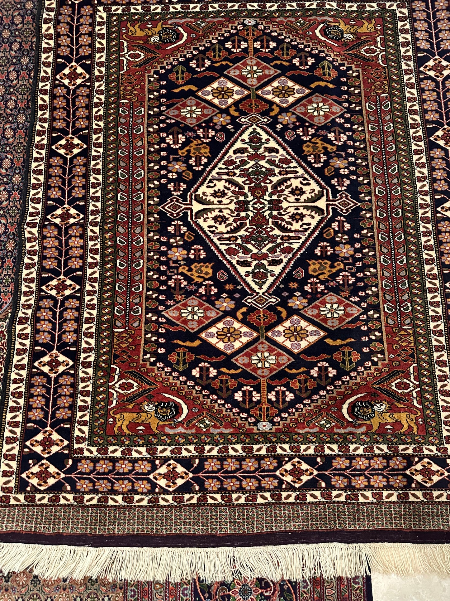 Persian Ghuchan Rug – Hand-Knotted 100% Wool Blue Medallion Oriental Area Rug 5.5 x 4.2 ft