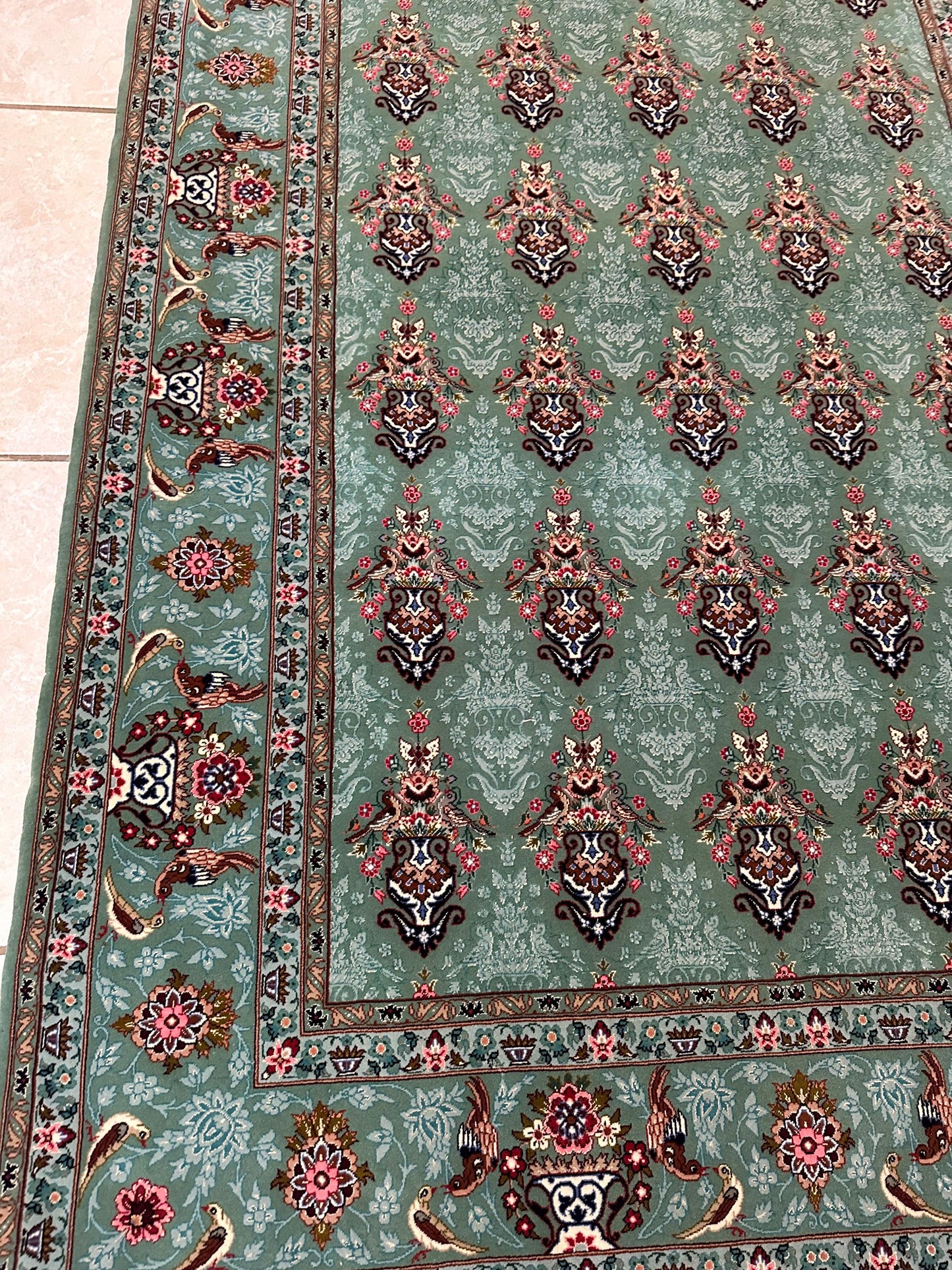 Luxury Persian Isfahan Vaso Rug 6.6x4.3 ft | Hand Knotted Wool & Silk Oriental Area Rug