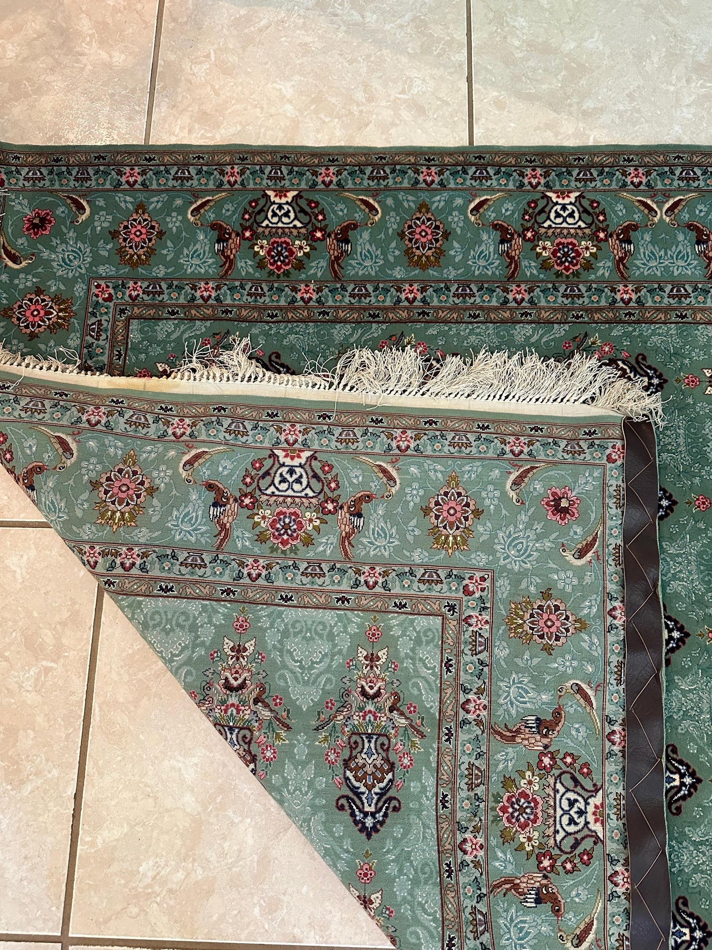 Luxury Persian Isfahan Vaso Rug 6.6x4.3 ft | Hand Knotted Wool & Silk Oriental Area Rug
